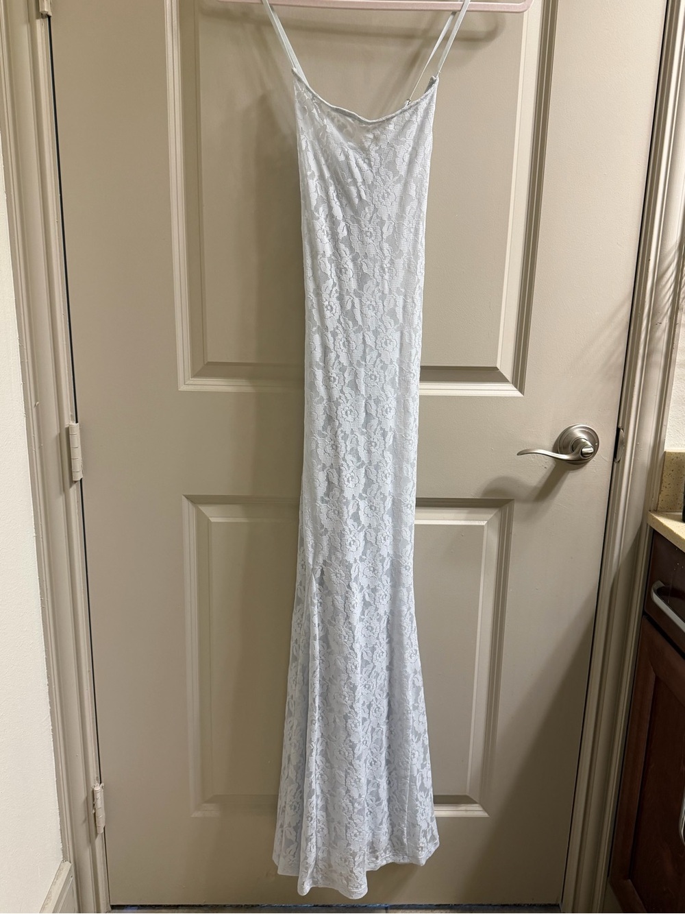 Anthropologie Lace Slip Maxi Dress Boho Romantic Sheer Sky Blue